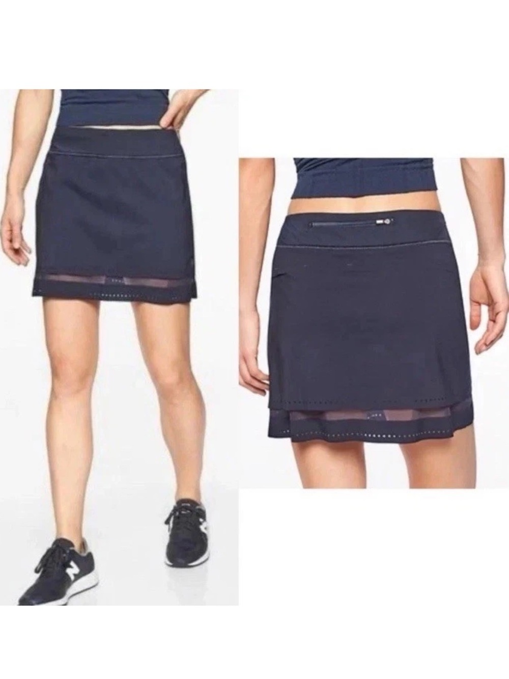 NWT Athleta Laser Run Skort Small Black Tennis Athletic Built-In Shorts